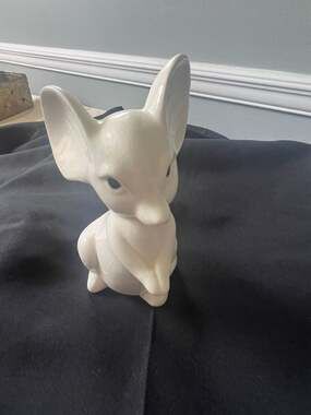 Vintage EW Ceramic Mouse Figurine Cream Crackle Glaze